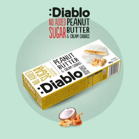 كوكيز مع كريمة الفول السوداني ومغطاه بالحليب بدون إضافة السكر